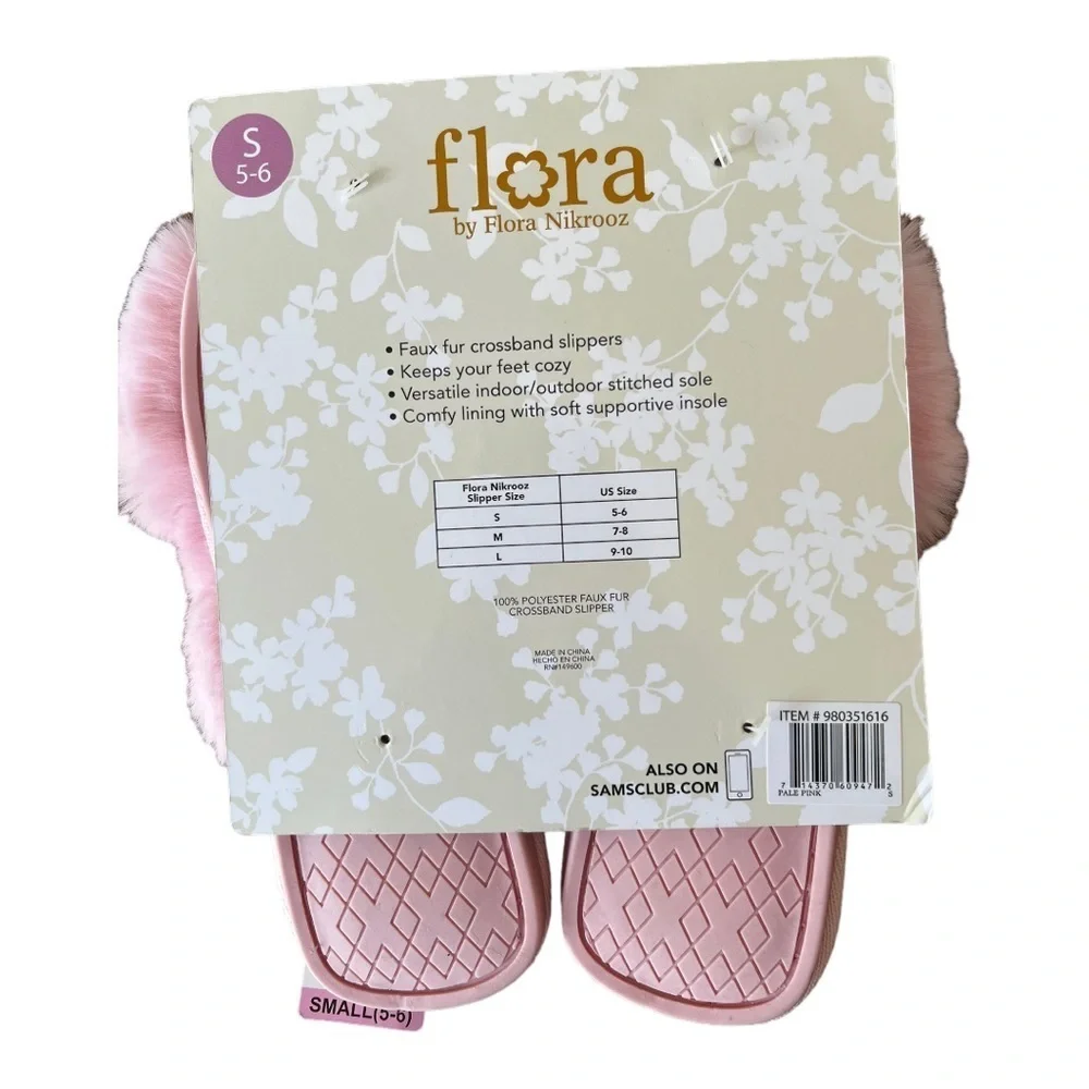 Nwt Flora by Flora Nikrooz cross band faux fur fluffy slippers in multiple sizes - Picture 6 of 8